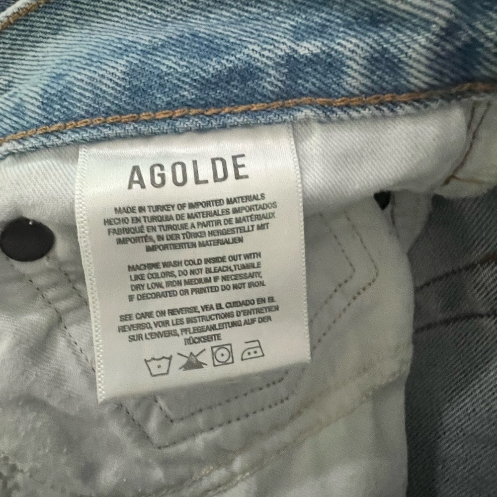 AGolde Parker Long Shorts in Swap Meet. Button fly denim cut offs. Size 25 - Picture 6 of 7